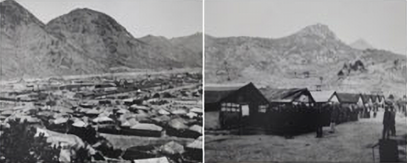 당시 마을의 모습과 포로수용소 전경